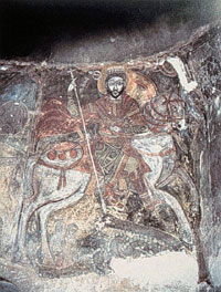 Theodorus en de draak; wandschildering, 1232/33; Antoniusklooster, Egypte, 1232/33.