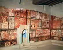 Afbeelding van de synagoge van Dura Europos met fresco's