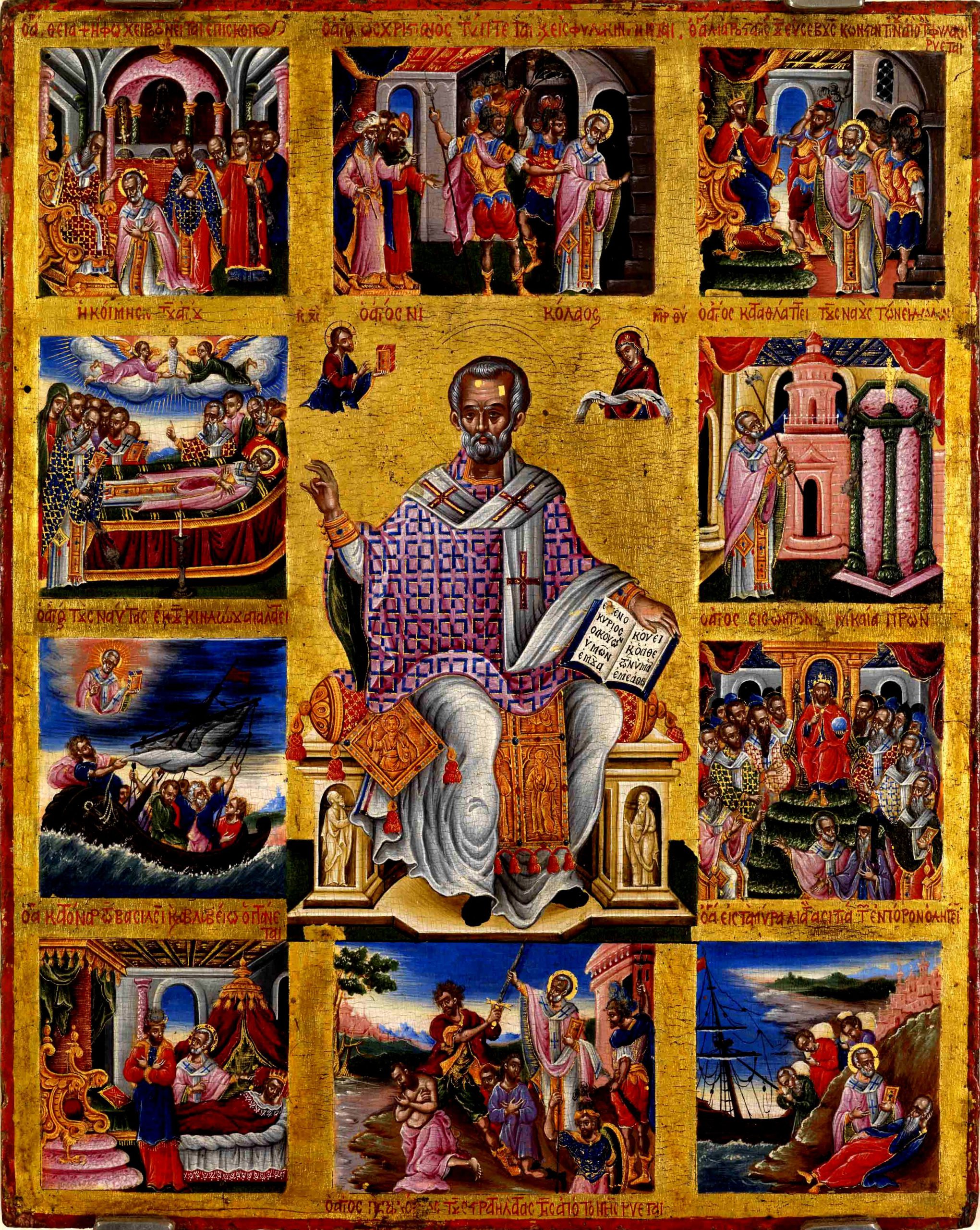 Een grote Russische orthodoxe icoon, 'Theotokos van de Passie', 19de
